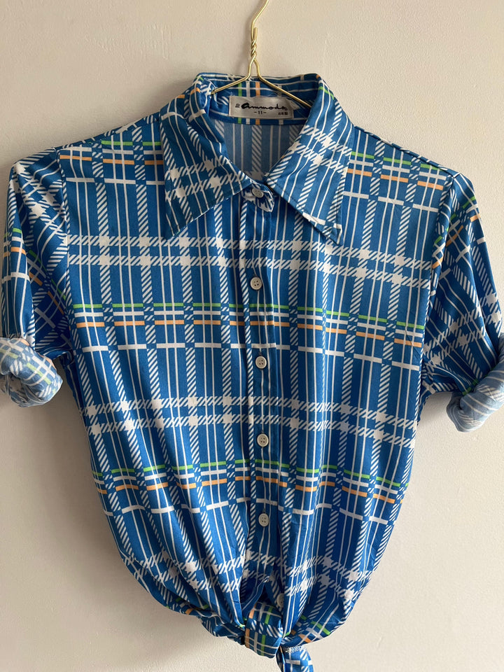 Vintage Vintage bluser XXS Vintagebluse - Candyruter, str XXS