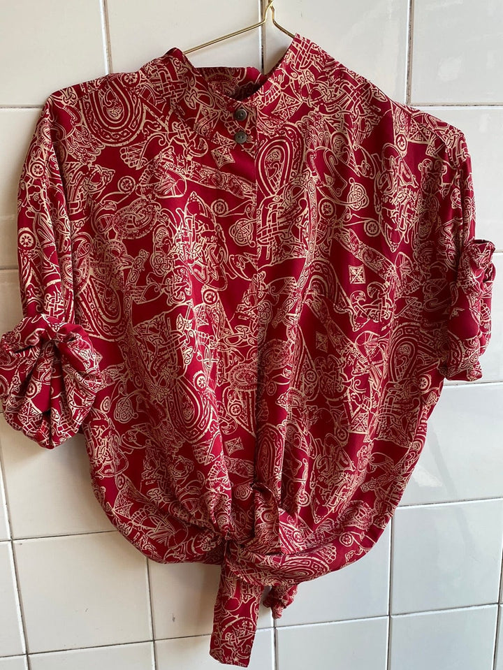 Vintage Vintage bluser L Vintagebluse - Dragemønster, str L