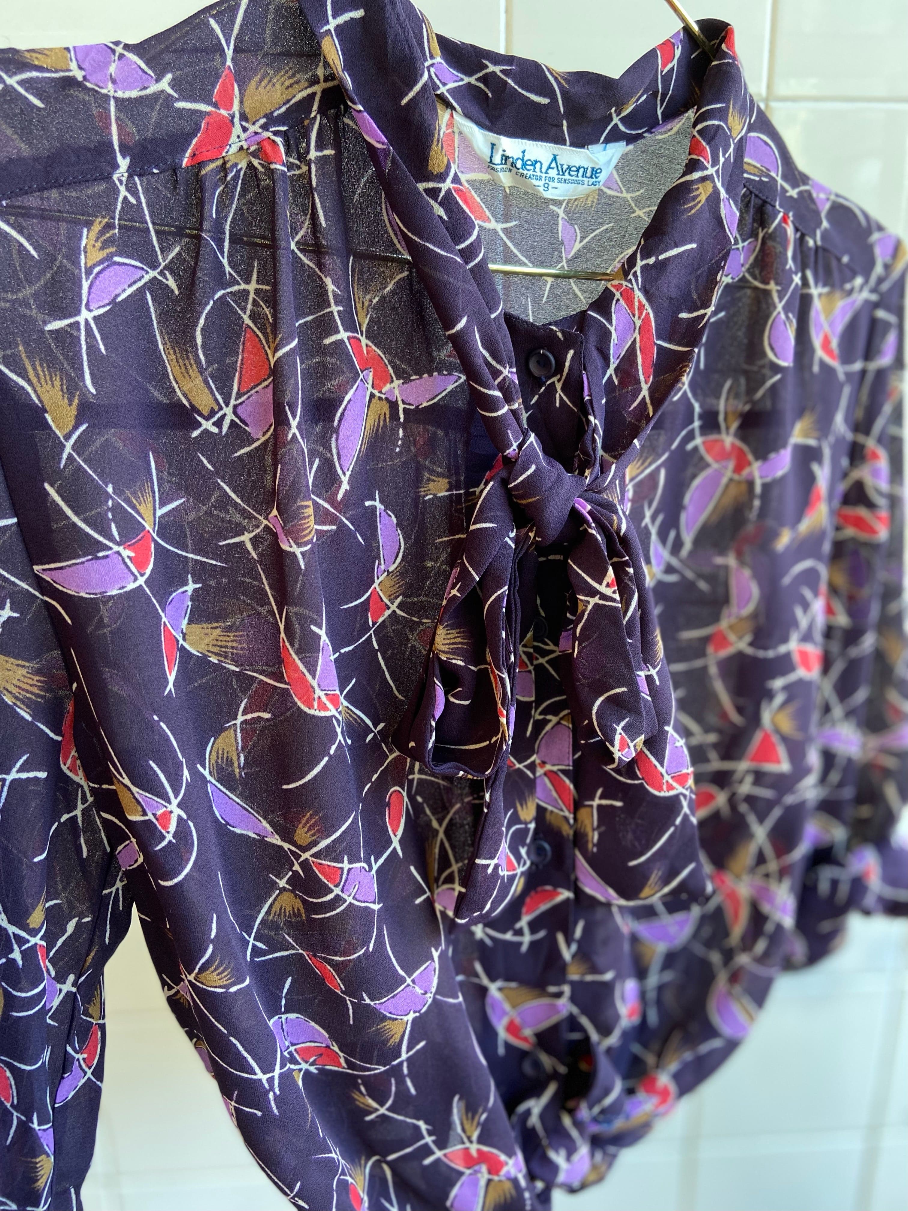 Vintage Vintage bluser S Vintagebluse - Fargerik geometri , str S