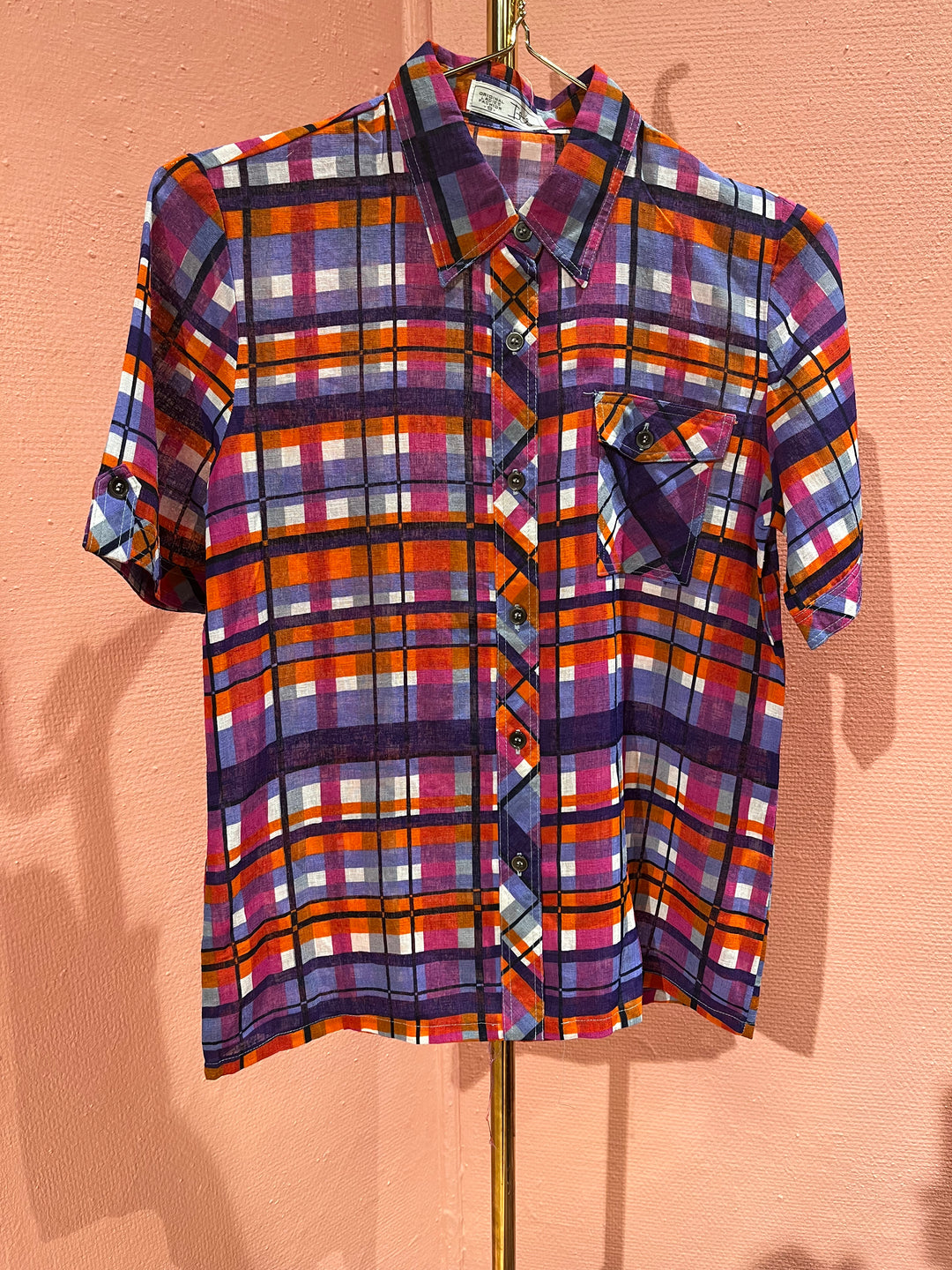 Vintage Vintage bluser XS Vintagebluse - Fargerik skotsk, str XS