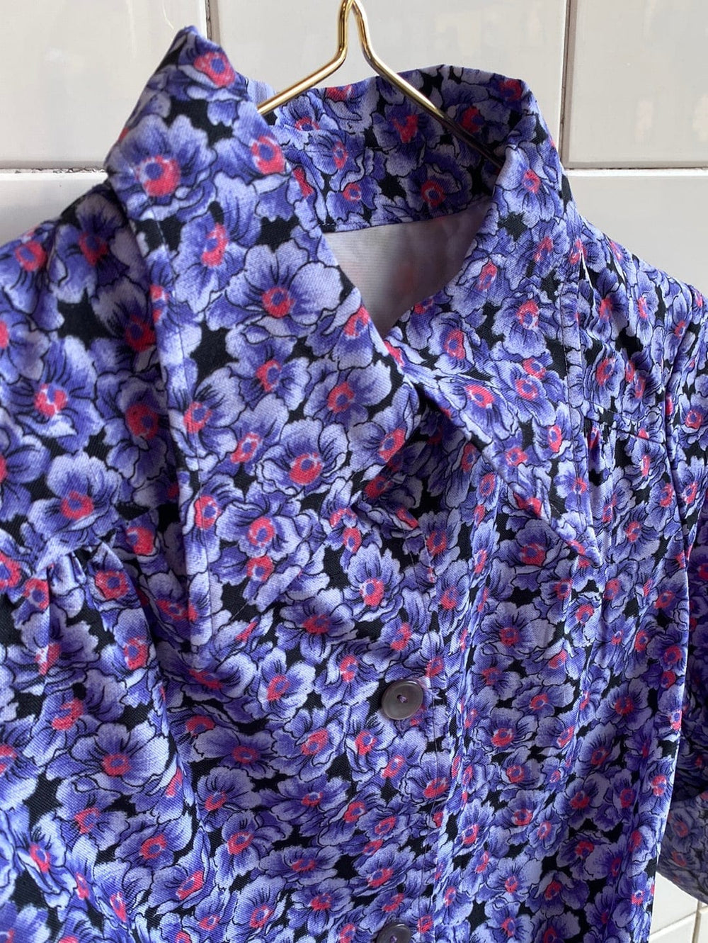 Vintage Vintage bluser S Vintagebluse -  Fiolett symfoni, str S