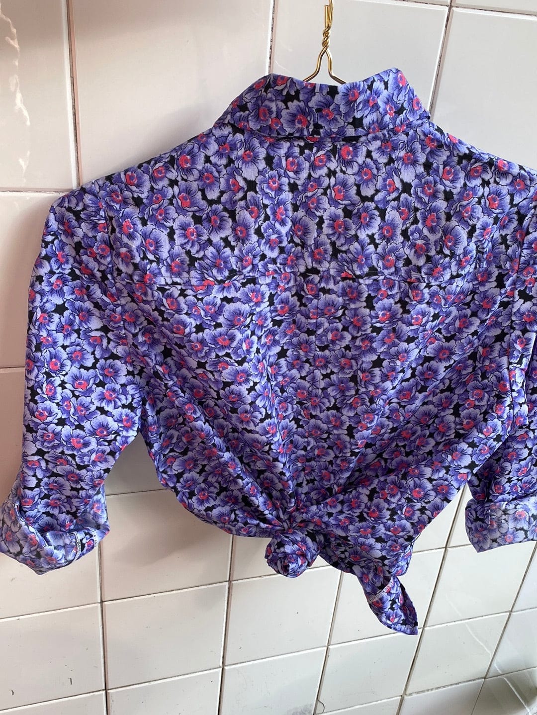 Vintage Vintage bluser S Vintagebluse -  Fiolett symfoni, str S