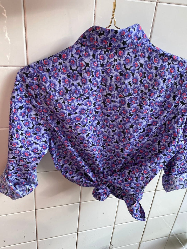 Vintage Vintage bluser S Vintagebluse -  Fiolett symfoni, str S