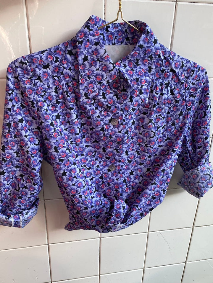 Vintage Vintage bluser S Vintagebluse -  Fiolett symfoni, str S