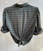 Last inn bildet i Galleri-visningsprogrammet, Vintage Vintage bluser S Vintagebluse - Grønn velour, str S
