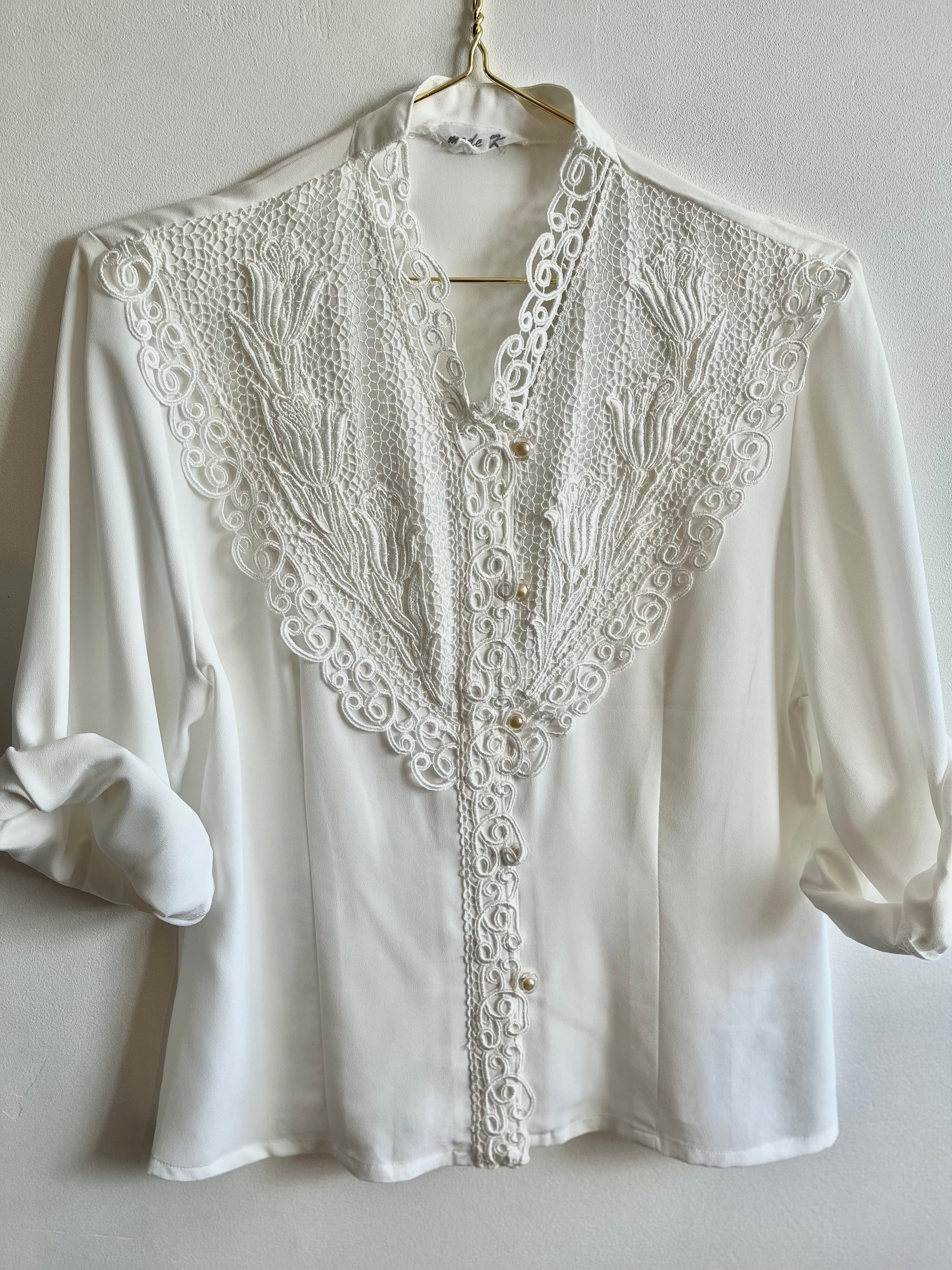 Vintage Vintage bluser S Vintagebluse -  Hvit fest, str S