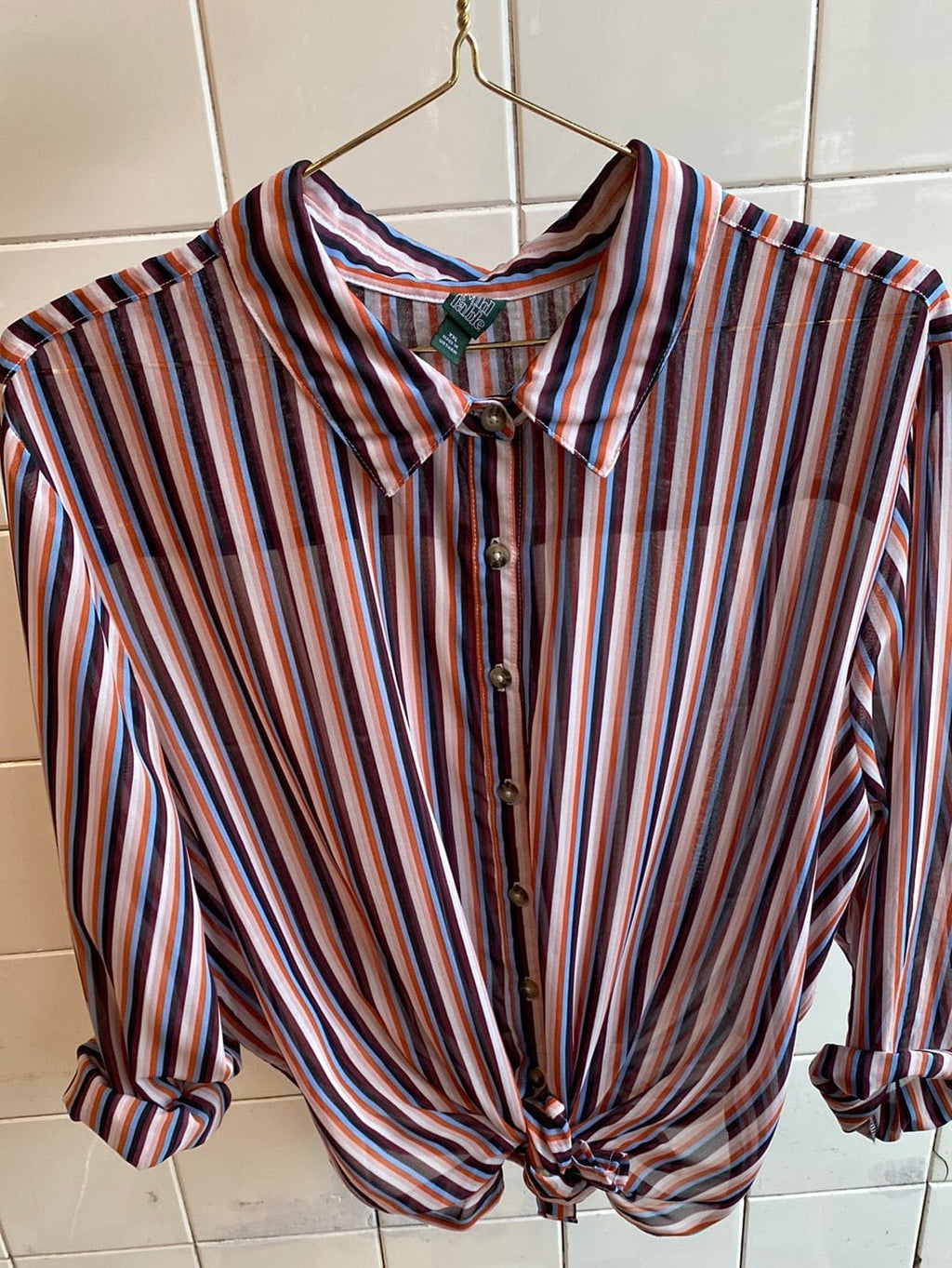 Vintage Vintage bluser 3XL Vintagebluse - Multistriper , str 3XL