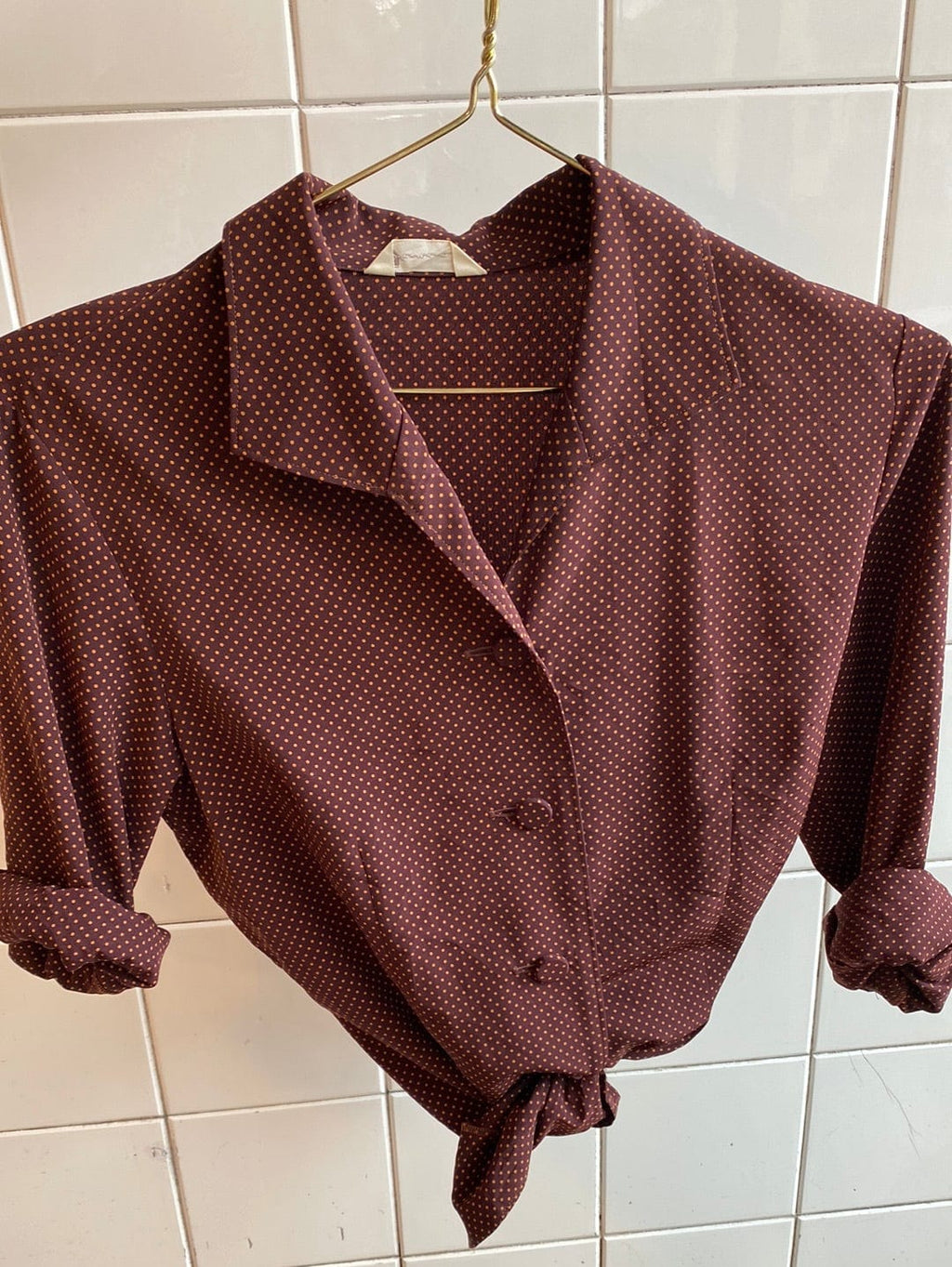 Vintage Vintage bluser XS Vintagebluse -  Oransje prikker, str XS
