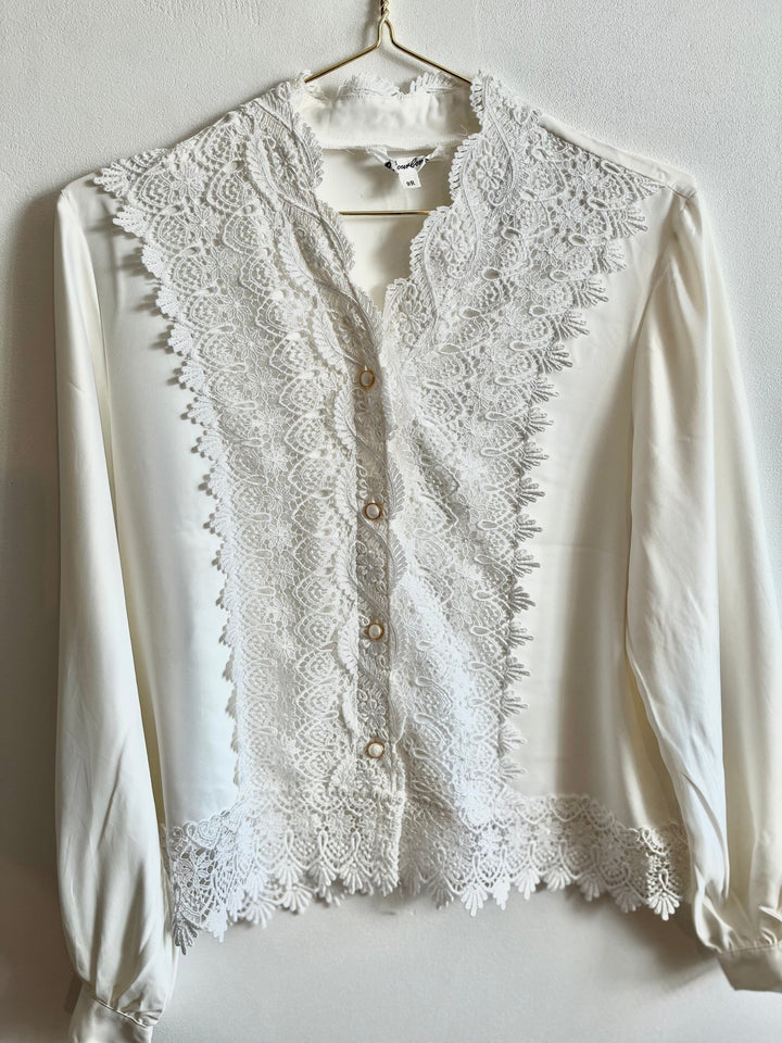 Vintage Vintage bluser S Vintagebluse -  Perleknapp, str S