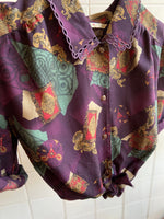 Last inn bildet i Galleri-visningsprogrammet, Vintage Vintage bluser M Vintagebluse -  Purple art, str M
