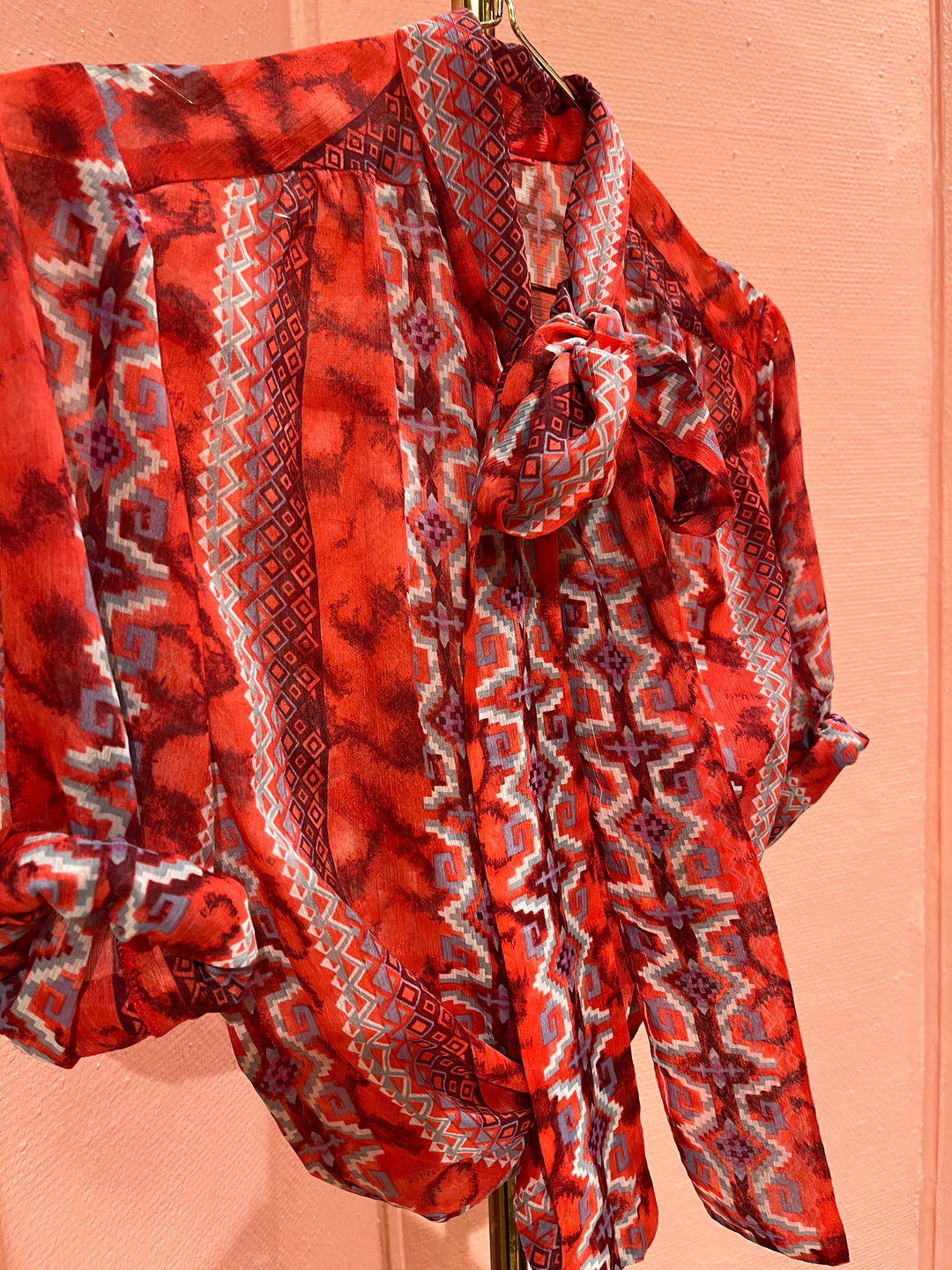 Vintage Vintage bluser S Vintagebluse - Rød zigzag, str S