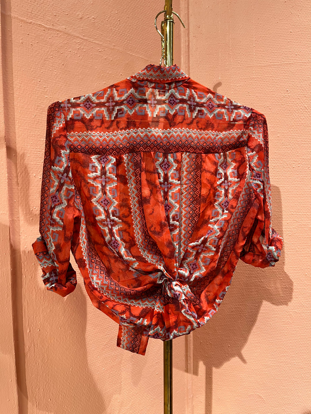 Vintage Vintage bluser S Vintagebluse - Rød zigzag, str S