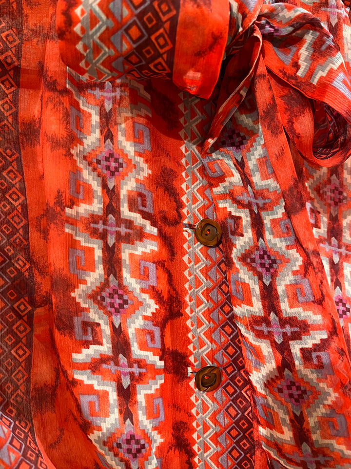 Vintage Vintage bluser S Vintagebluse - Rød zigzag, str S