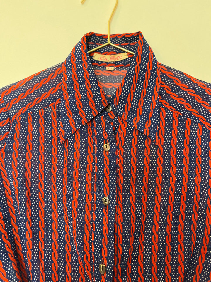 Vintage Vintage bluser XS Vintagebluse - Røde fletter, str XS