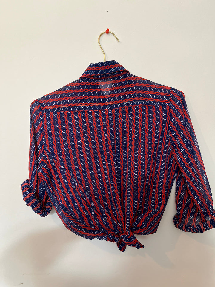 Vintage Vintage bluser XS Vintagebluse - Røde fletter, str XS