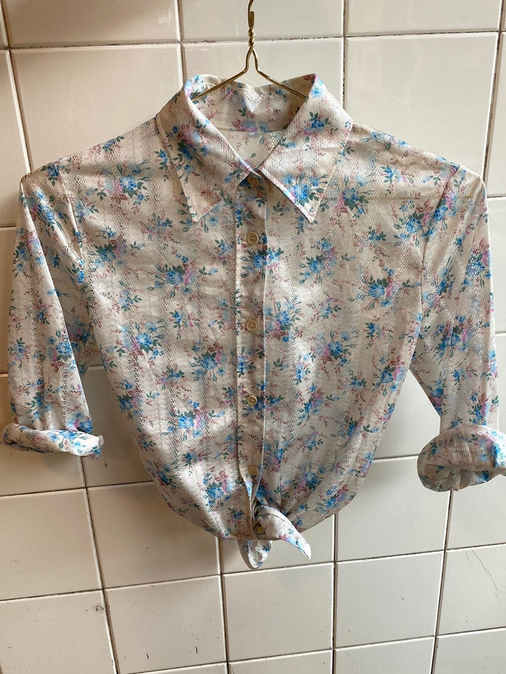 Vintage Vintage bluser XS Vintagebluse - Romantisk hullmønstret, str XS
