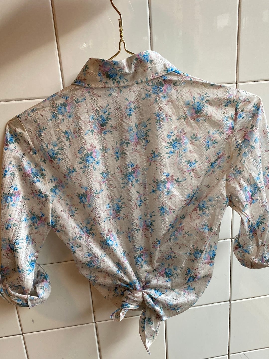 Vintage Vintage bluser XS Vintagebluse - Romantisk hullmønstret, str XS