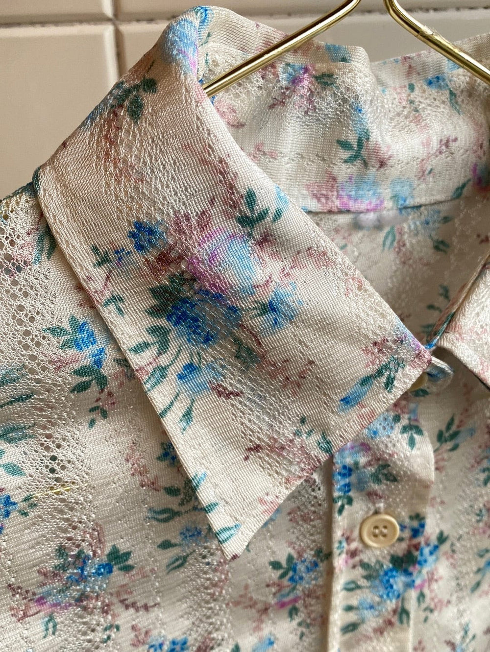 Vintage Vintage bluser XS Vintagebluse - Romantisk hullmønstret, str XS