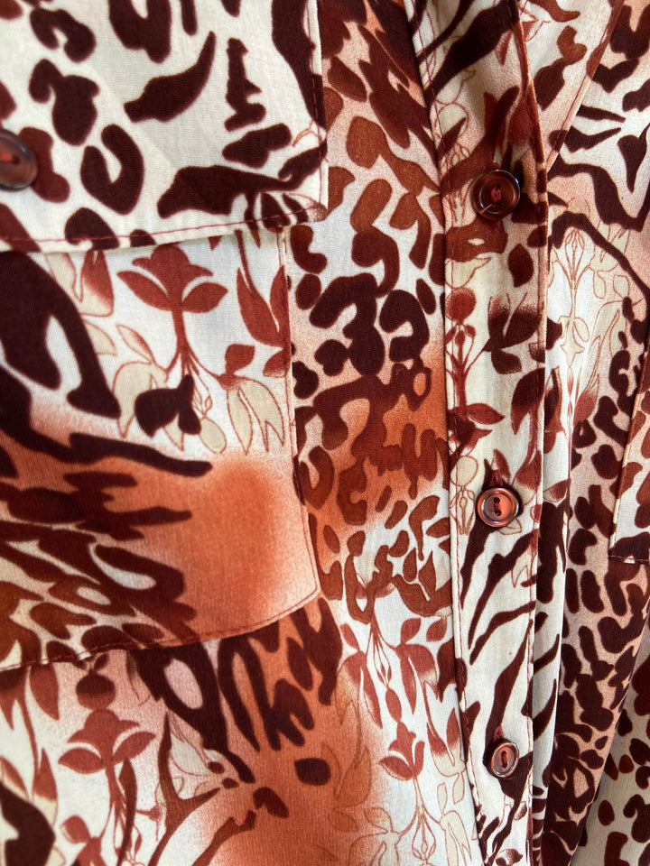 Vintage Vintage bluser 4XL Vintagebluse - Rosa leopard, str 4XL