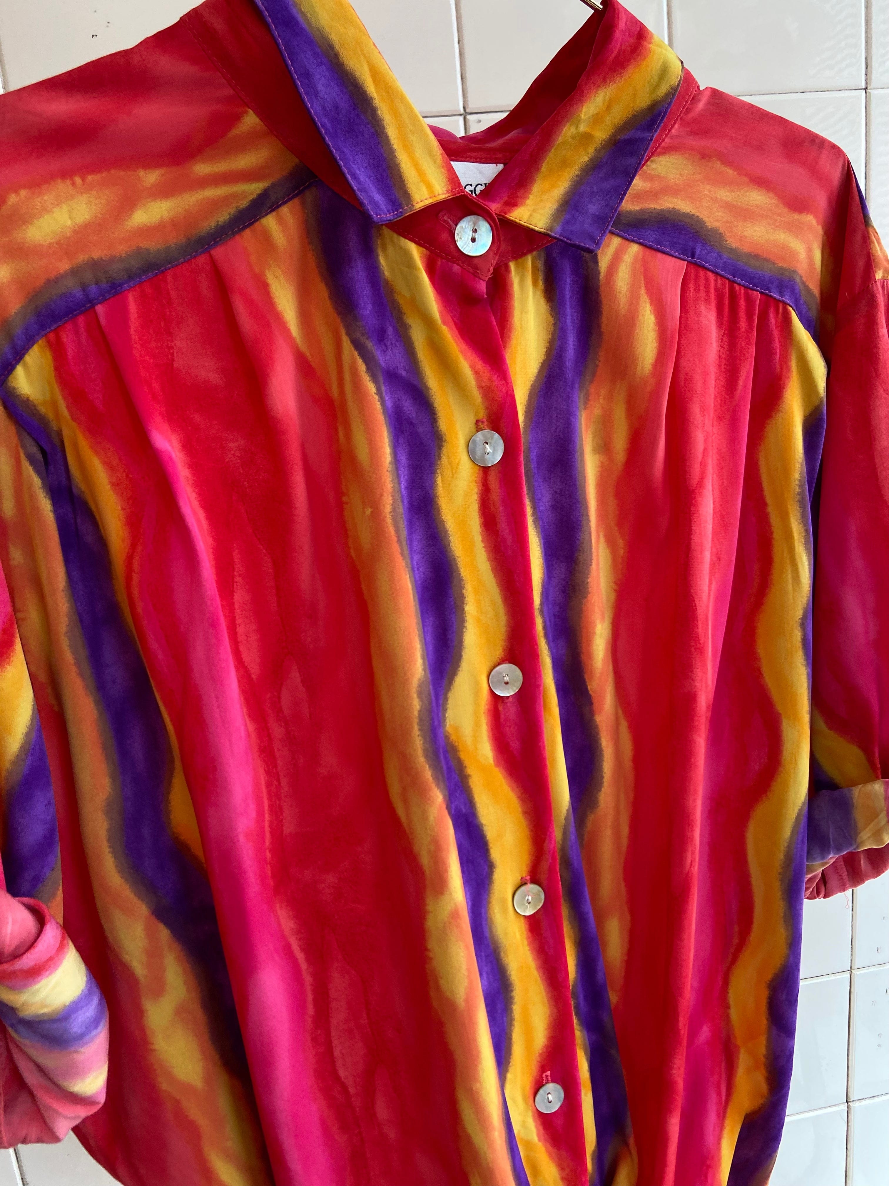 Vintage Vintage bluser 4XL Vintagebluse - Rosa regnbue, str 4XL