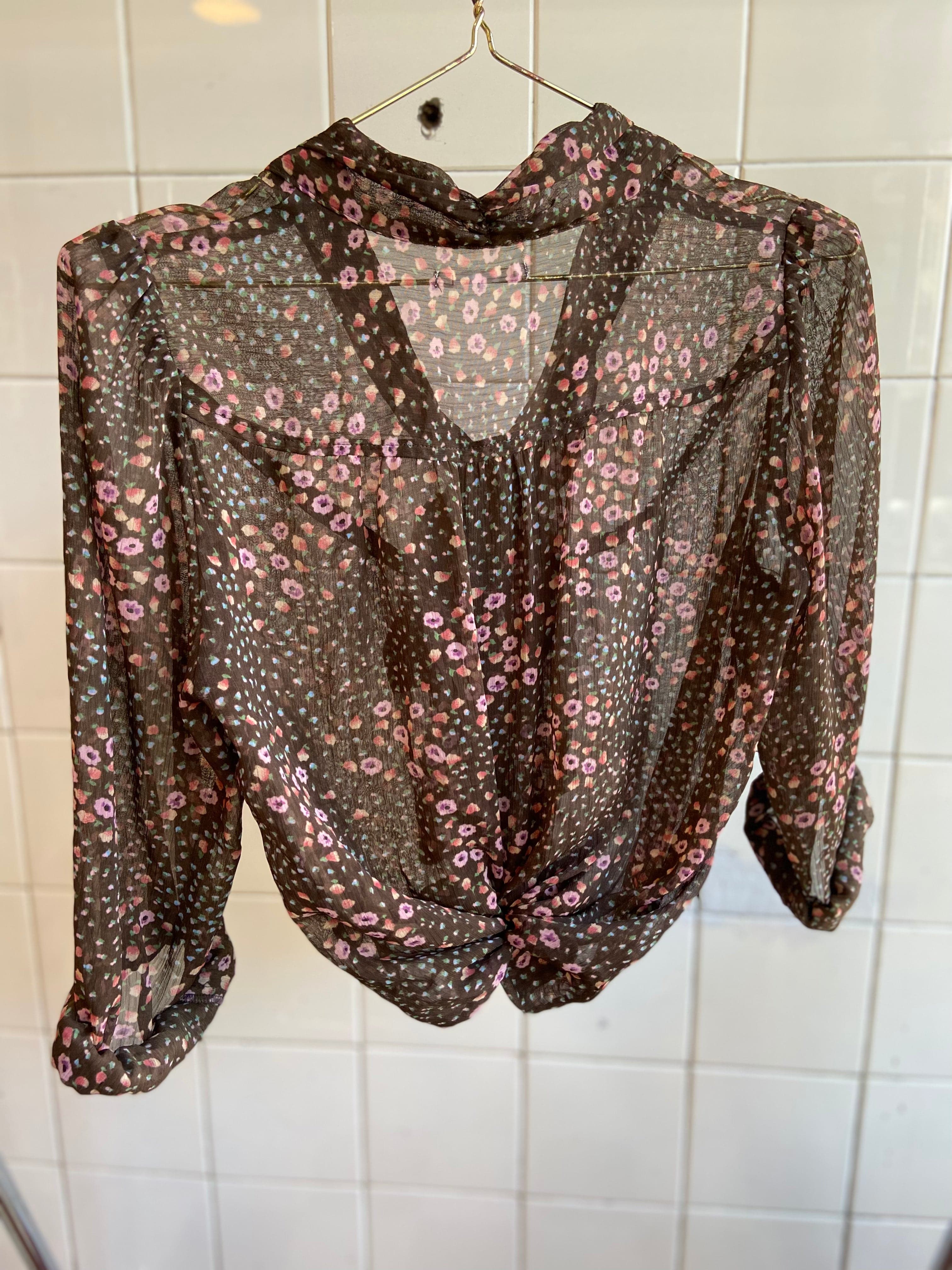 Vintage Vintage bluser S Vintagebluse - Rysjete blomstereng, str S