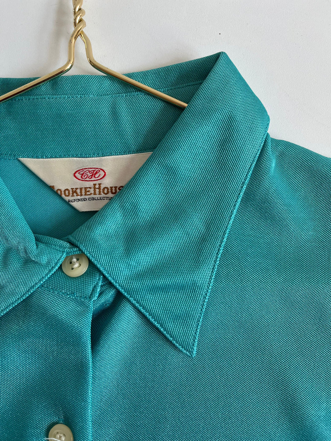 Vintage Vintage bluser XS Vintagebluse - Shiny turkis, str XS