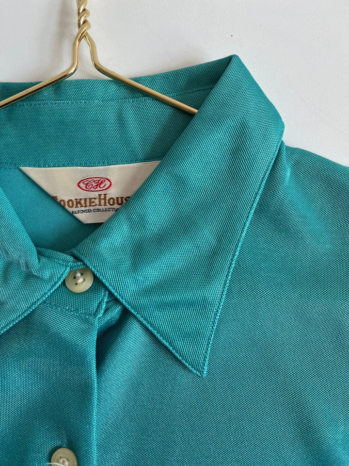 Vintage Vintage bluser XS Vintagebluse - Shiny turkis, str XS