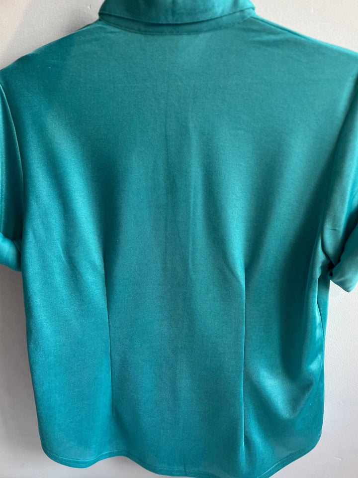 Vintage Vintage bluser XS Vintagebluse - Shiny turkis, str XS