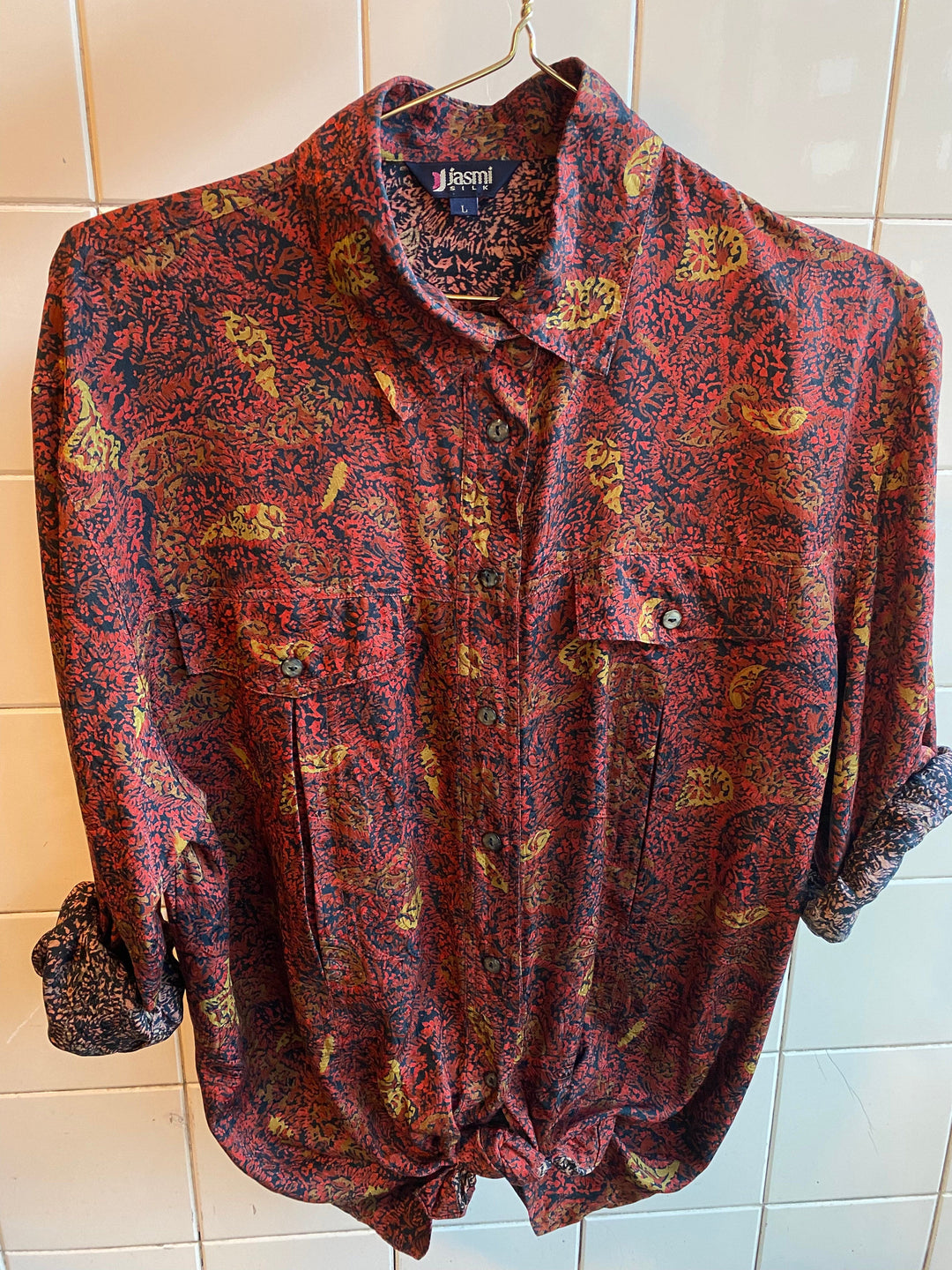 Vintage Vintage bluser L Vintagebluse - Silkeglød, str L