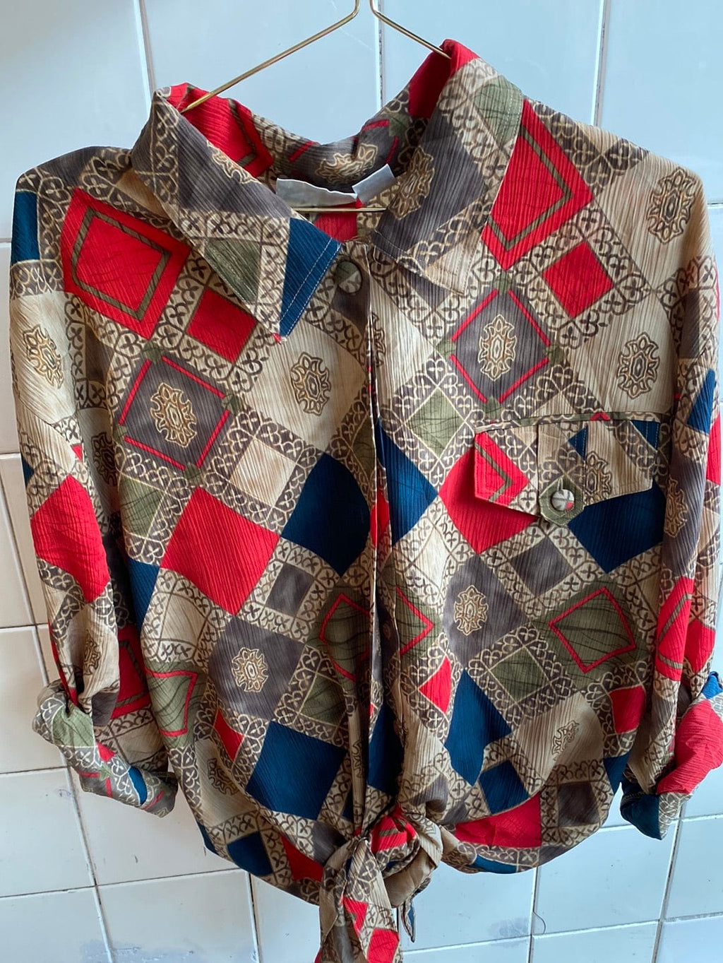 Vintage Vintage bluser 4XL Vintagebluse - Sjablong & ruter, str 4XL