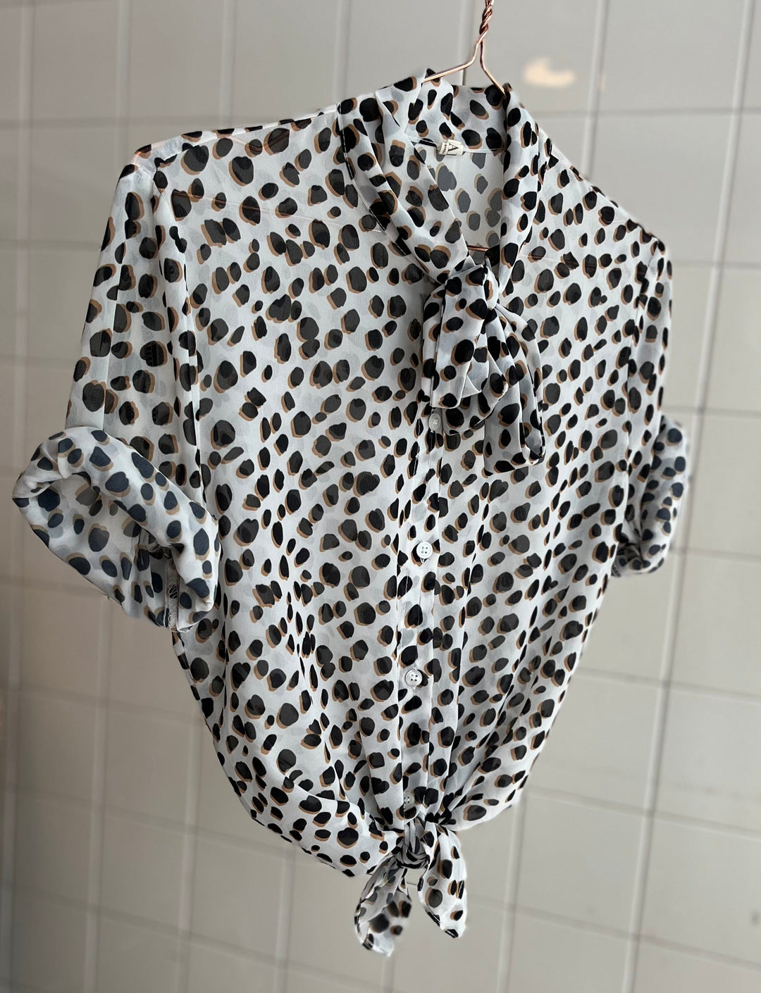 Vintage Vintage bluser XS Vintagebluse - Sløyfeleopard, str XS