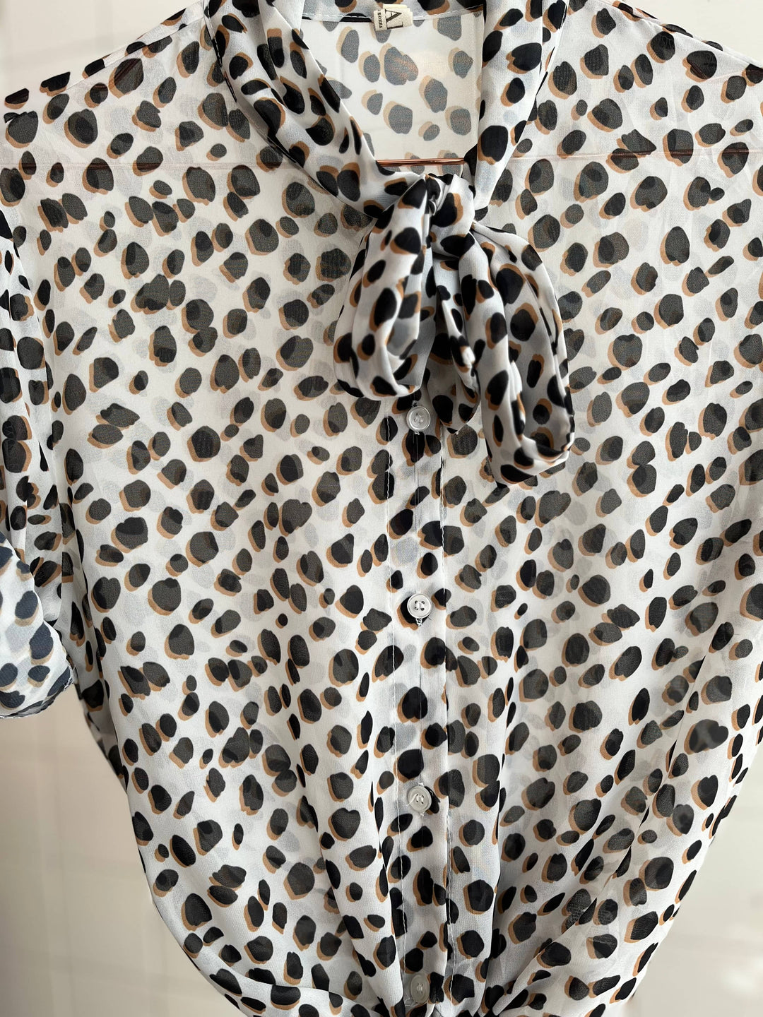Vintage Vintage bluser XS Vintagebluse - Sløyfeleopard, str XS