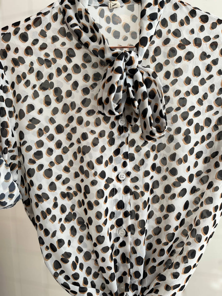Vintage Vintage bluser XS Vintagebluse - Sløyfeleopard, str XS