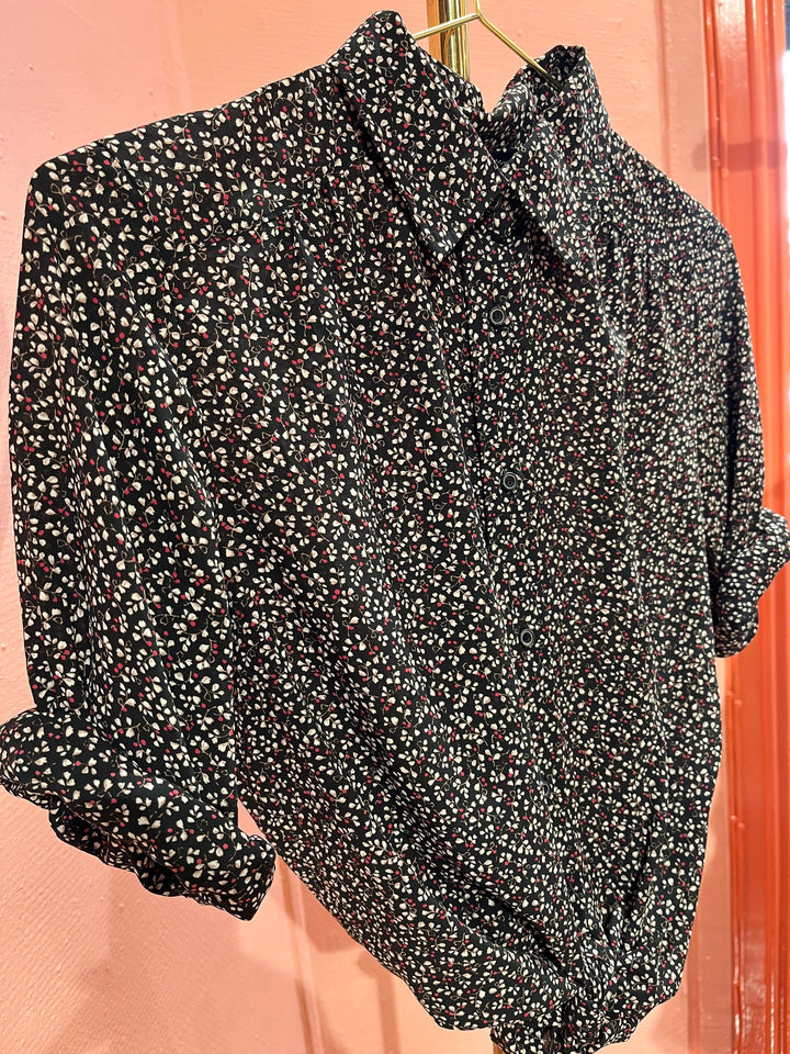 Vintage Vintage bluser XS Vintagebluse - Småblomstret, str XS