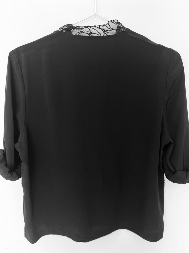 Vintage Vintage bluser S Vintagebluse -  Sorte roser, str S
