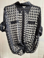 Last inn bildet i Galleri-visningsprogrammet, Vintage Vintage bluser 3XL Vintagebluse - Sorte ruter, str 3XL
