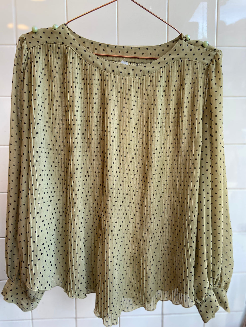 Vintage Vintage bluser L Vintagebluse - Stretchy dots, str L