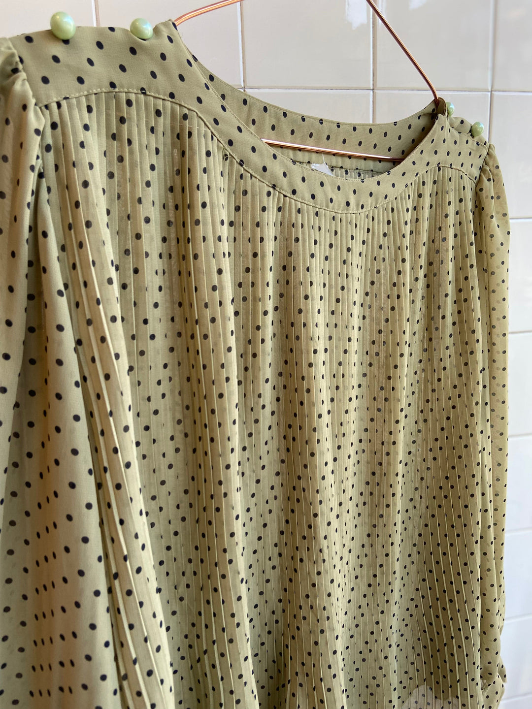 Vintage Vintage bluser L Vintagebluse - Stretchy dots, str L