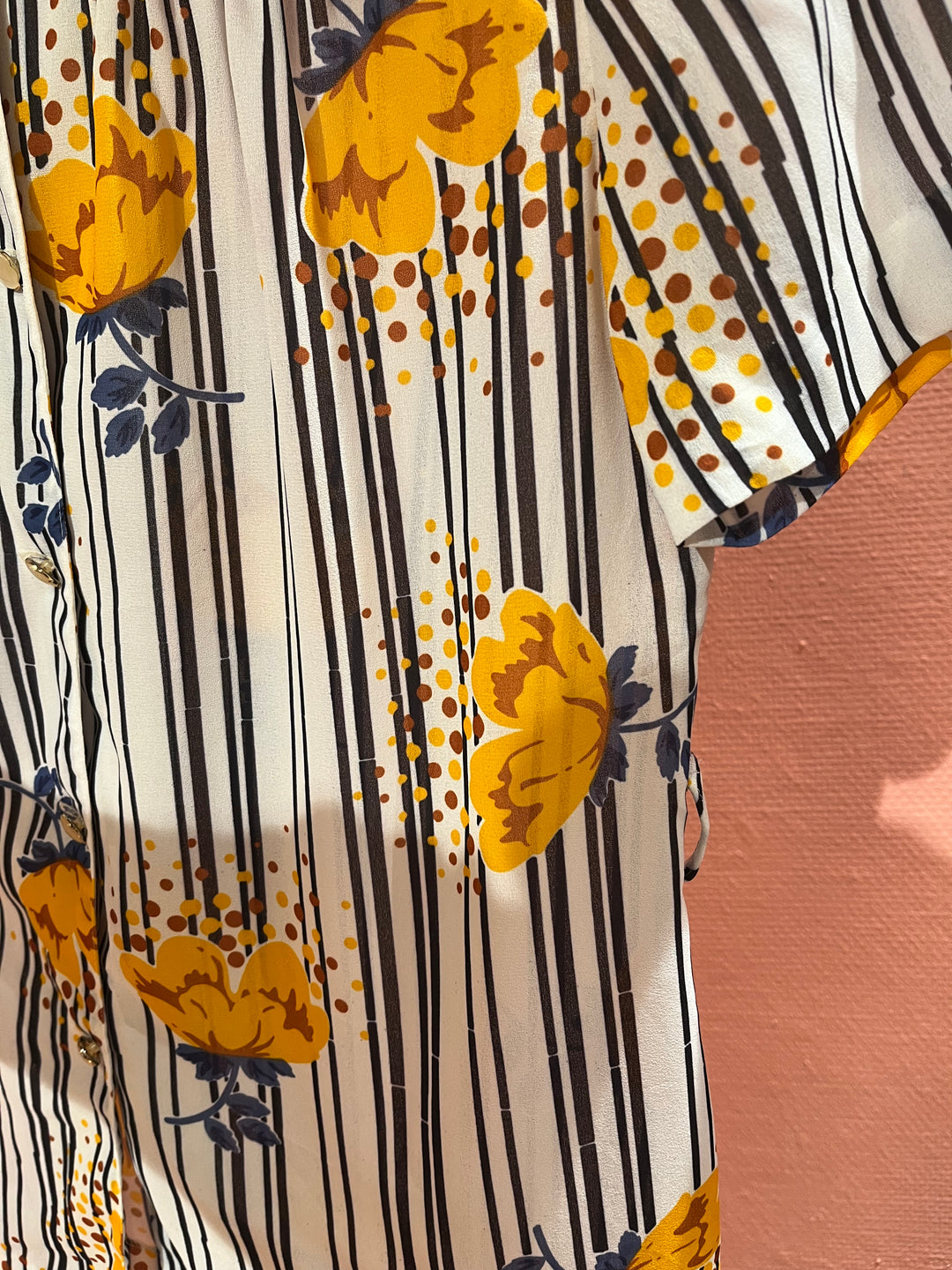 Vintage Vintage bluser XS Vintagebluse - Stripeblomster, str XS