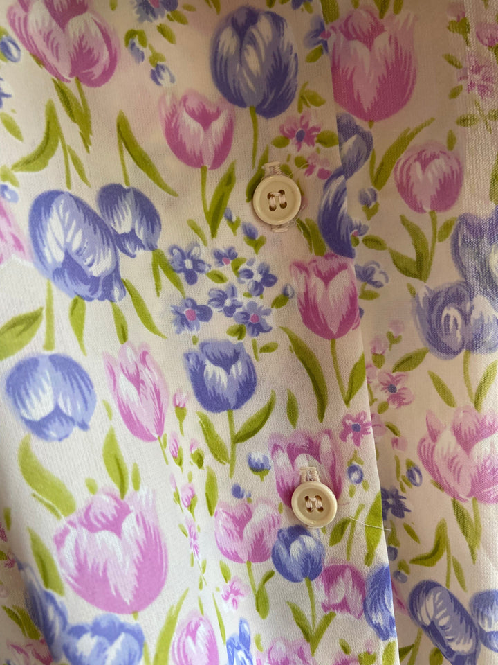 Vintage Vintage bluser L Vintagebluse - Tulipaner, str L