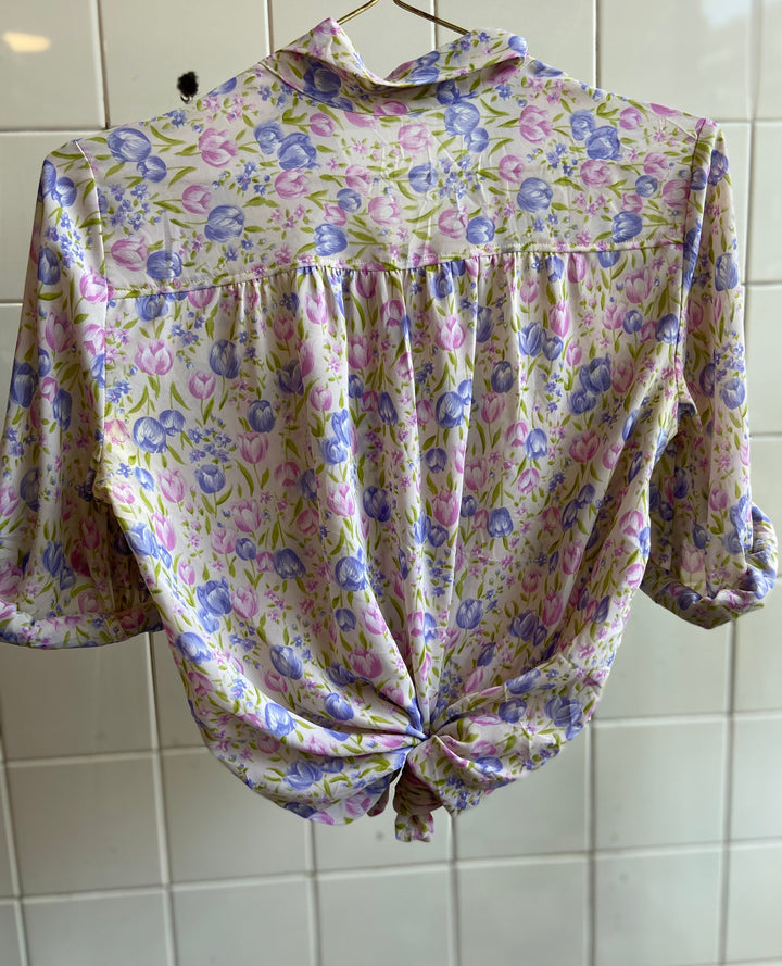 Vintage Vintage bluser L Vintagebluse - Tulipaner, str L