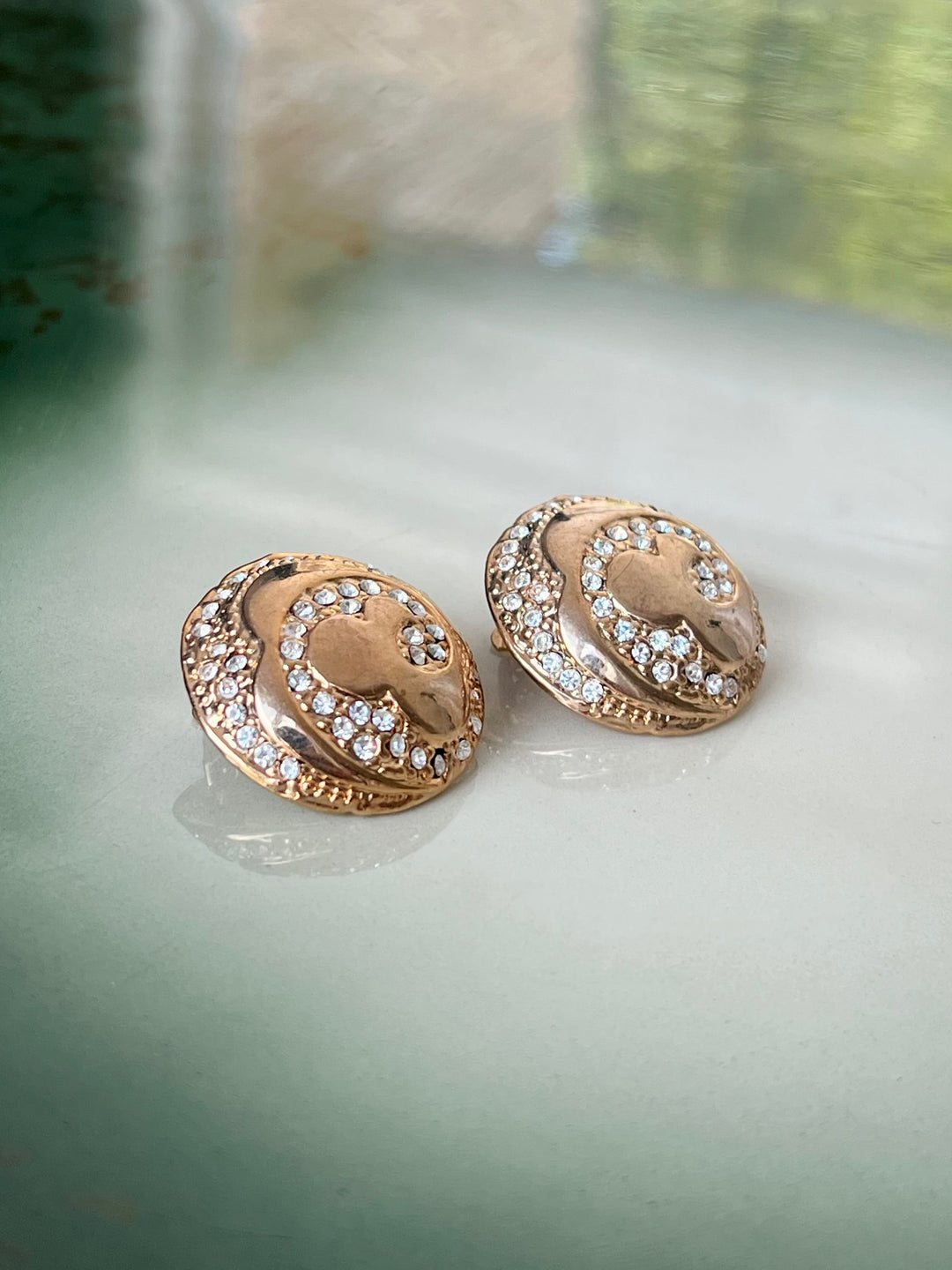 Vintage Vintage Øredobber Vintage øredobber - runde med strass