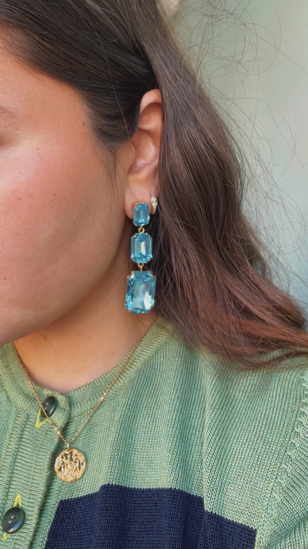 Alexa long earring - aquamarine