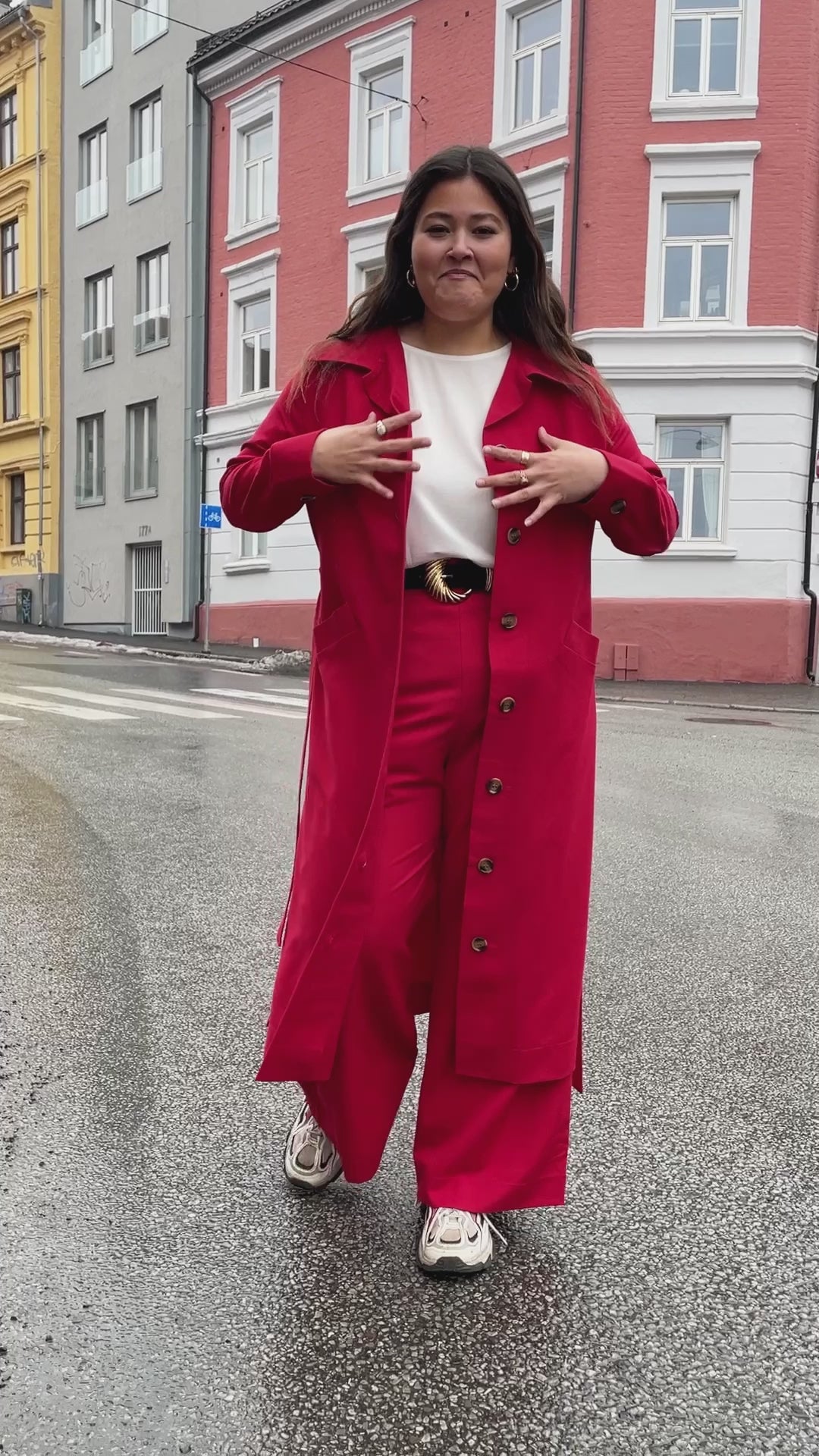 Hepburn Pants - bukse med høyt liv - rød