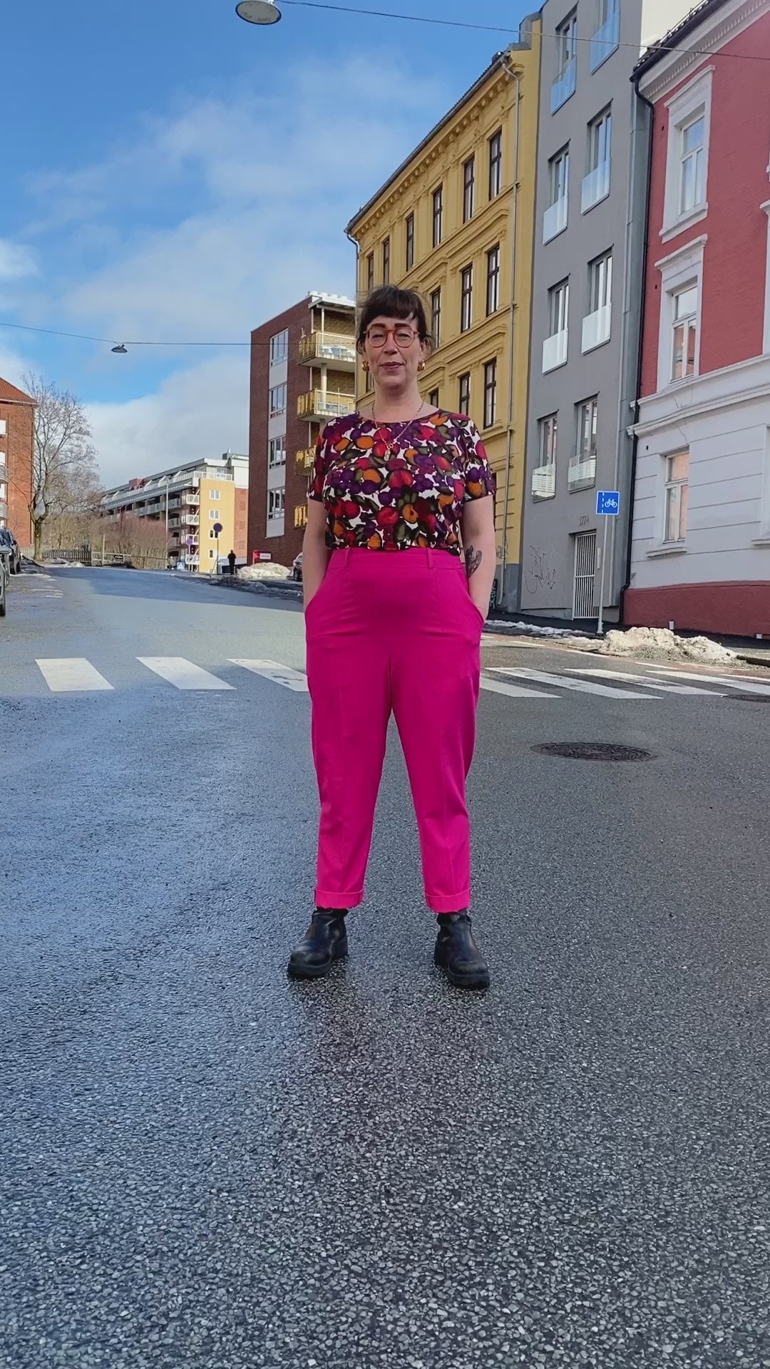 Frida Pants - bukse med høyt liv - rosa