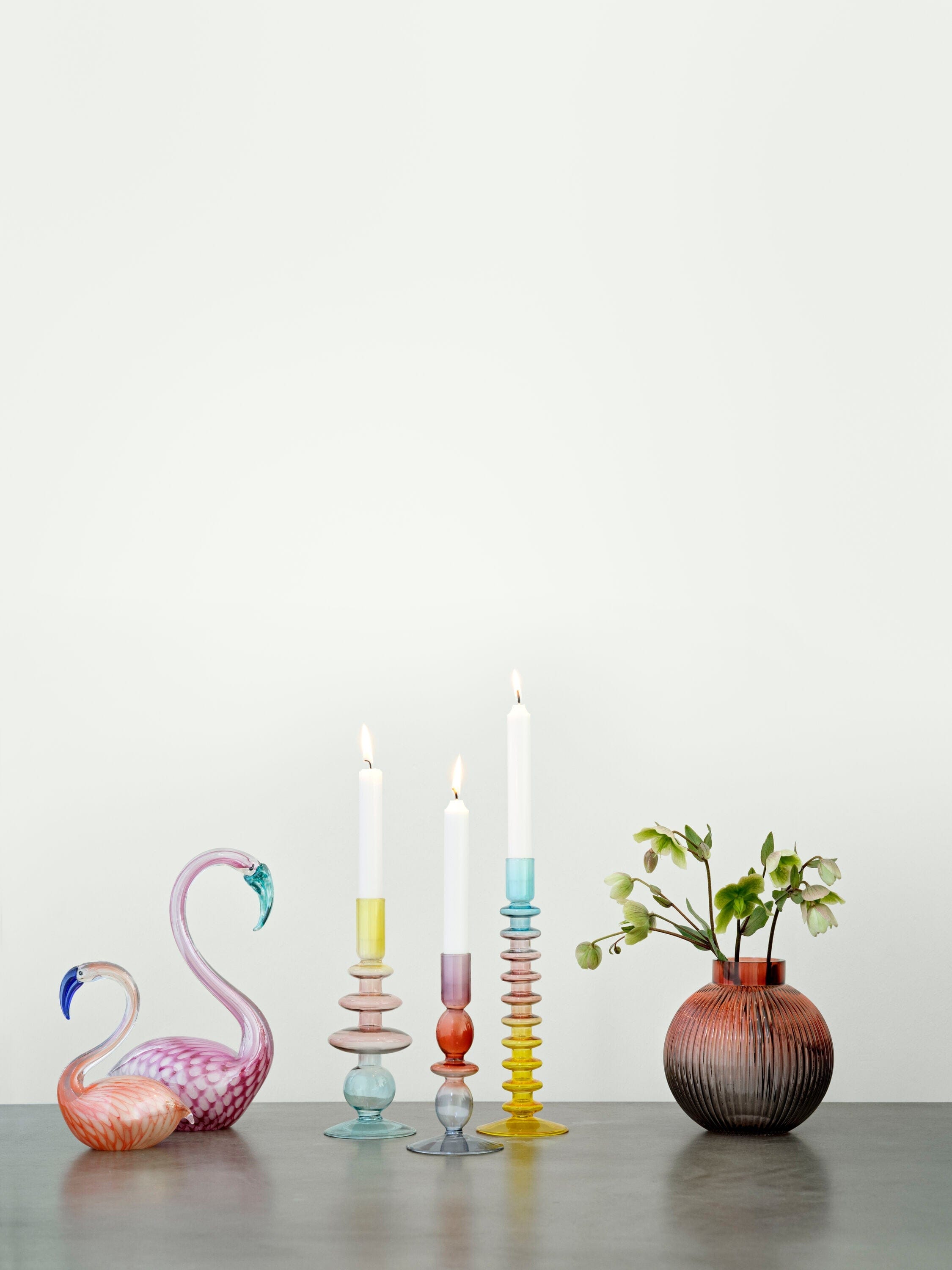 Bahne Lysestake Lysestake glass - blue, red and pink