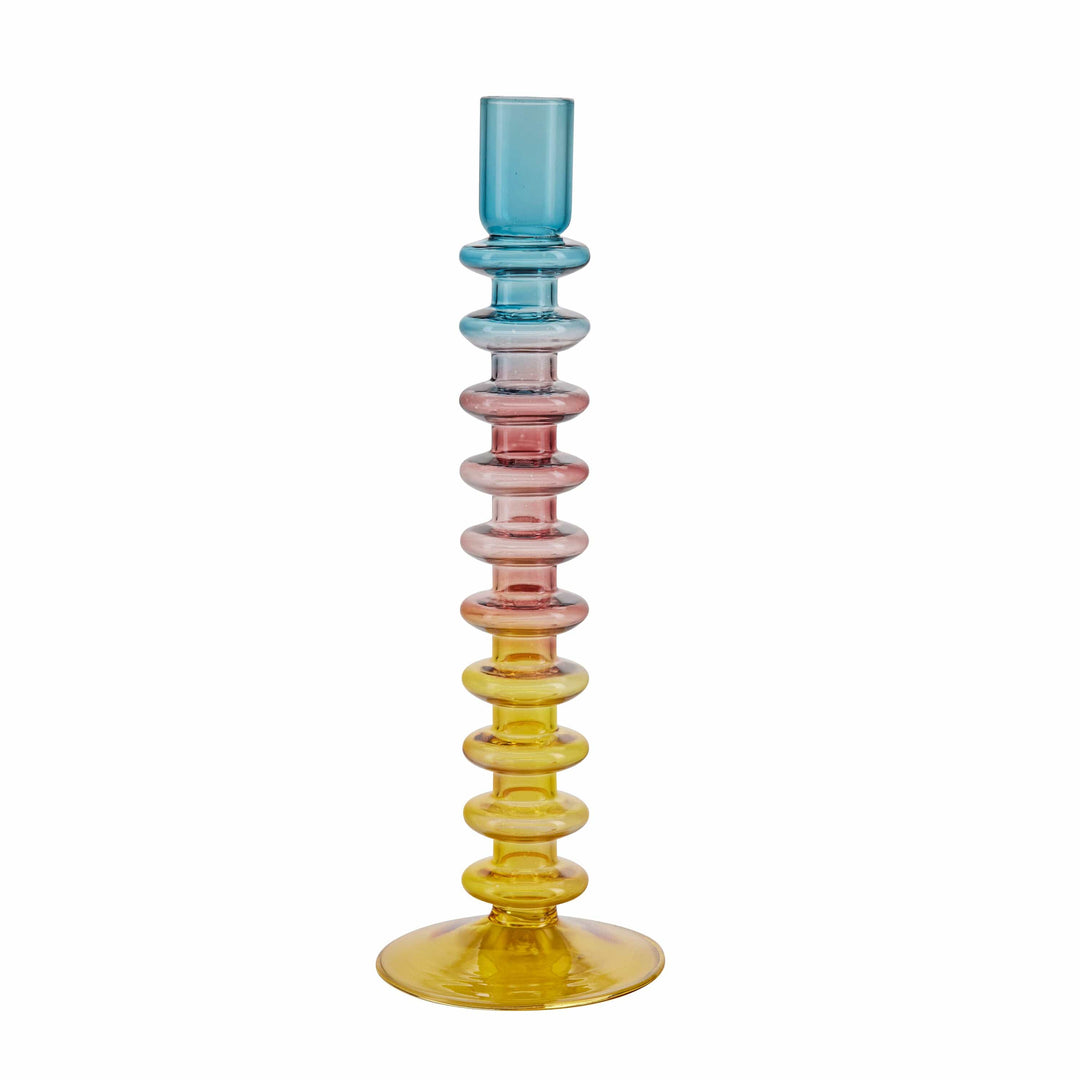 Bahne Lysestake Lysestake glass høy - yellow, pink and blue