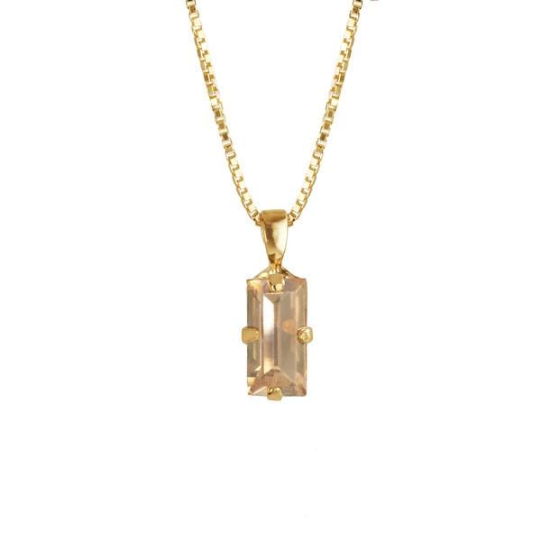 Baguette necklace golden shadow champagnefarget gyllent gyllen gull smykke halskjede caroline svedbom swarovski frøken dianas salonger