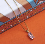 Last inn bildet i Galleri-visningsprogrammet, Baguette necklace violet fiolett rosa lilla klassisk elegant swarovski gullforgylt caroline svedbom frøken dianas salonger
