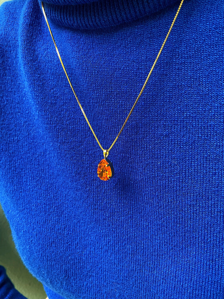 Caroline Svedbom halskjeder Mini Drop necklace - tangerine